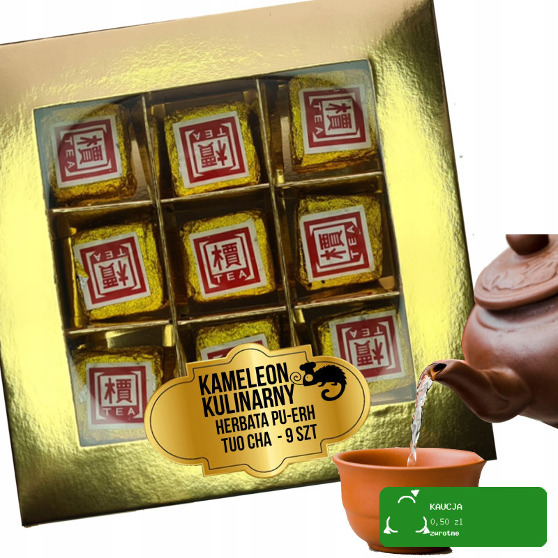 BOMBONIERKA HERBATA czerwona PU-ERH PUERH TEA TUO CHA kwadrat 9szt PREZENT