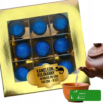 BOMBONIERKA HERBATA czerwona PU-ERH PUERH TUO CHA niebieska 9szt PREZENT