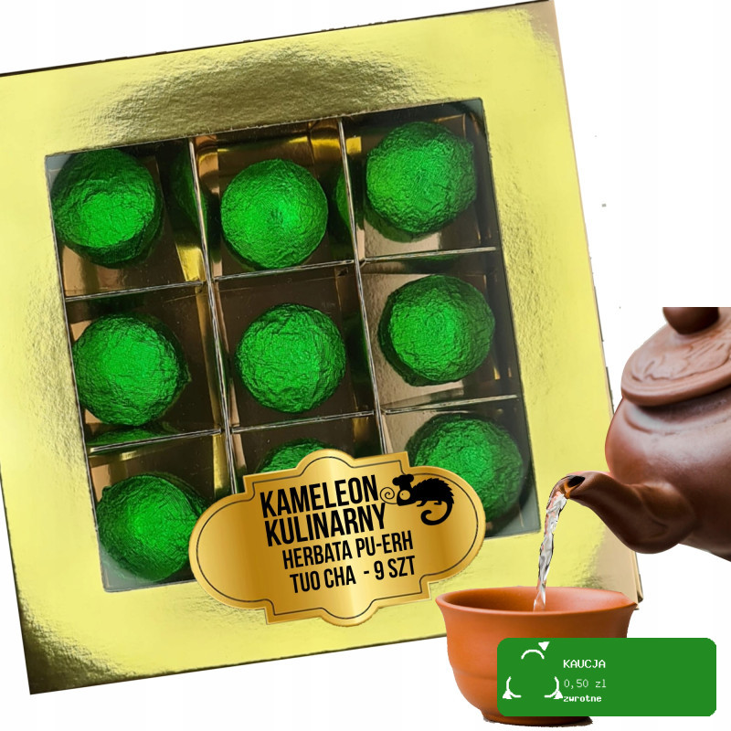BOMBONIERKA HERBATA czerwona PU-ERH PUERH TUO CHA ZIELONE 9szt PREZENT
