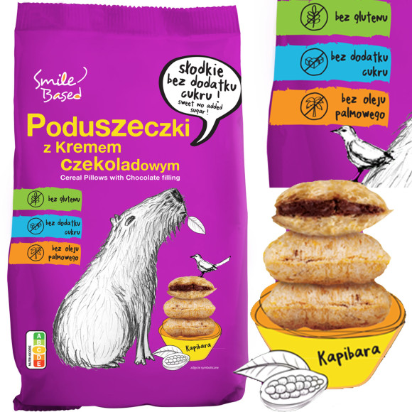 PŁATKI ŚNIADANIOWE PODUSZECZKI Z KREMEM czekoladowym bez cukru glutenu 200g