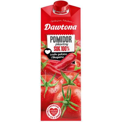 DAWTONA SOK POMIDOROWY PIKANTNY sok + chili pieprz bazylia1L karton