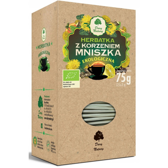 Dary Natury Herbatka Z KORZENIEM MNISZKA LEKARSKIEGO 75g saszetki EKO