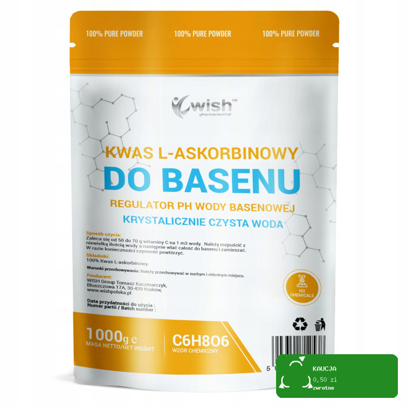 Wish WITAMINA C DO BASENU KWAS L-ASKORBINOWY Regulator ph wody poszek 1kg