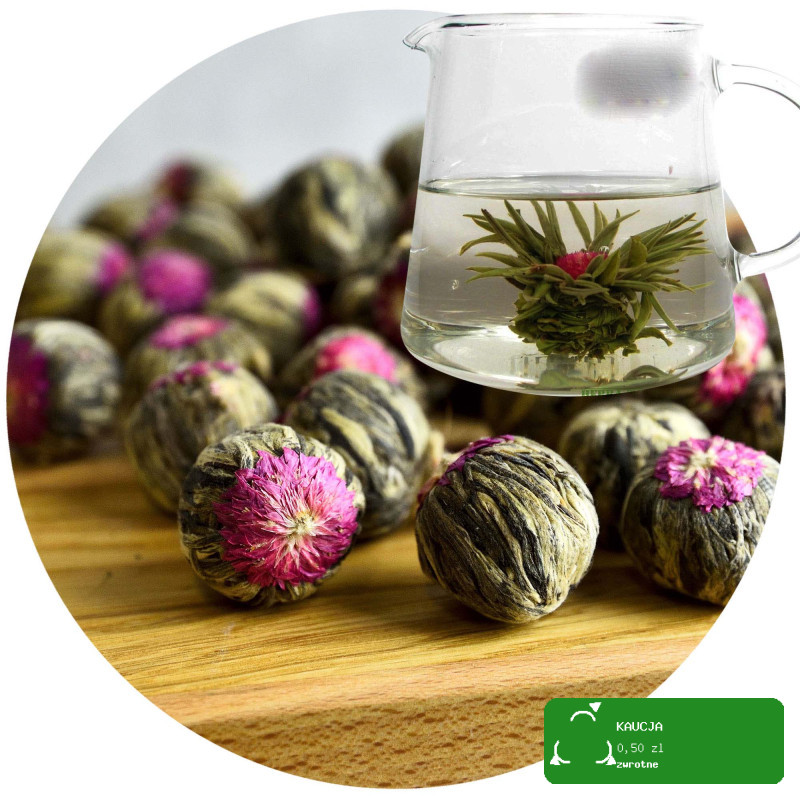 HERBATA KWITNĄCA BIAŁA I ZIELONA FLOWER LICHI BALL - MALINA MALINOWA 1szt