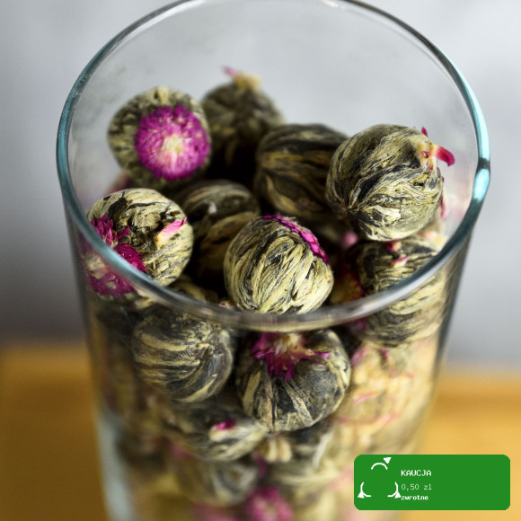 HERBATA KWITNĄCA BIAŁA I ZIELONA FLOWER LICHI BALL CYNAMON CYNAMONOWA 1szt