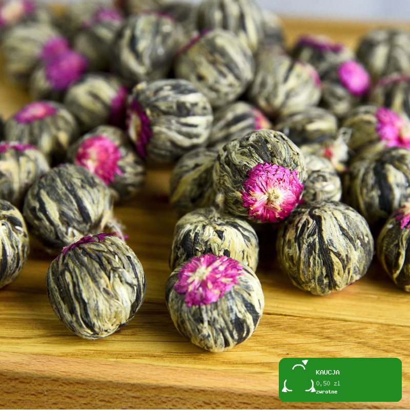 HERBATA KWITNĄCA BIAŁA I ZIELONA FLOWER LICHI BALL CYNAMON CYNAMONOWA 1szt