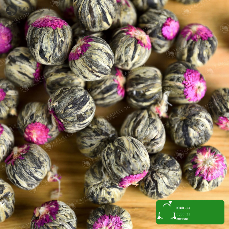 HERBATA KWITNĄCA BIAŁA I ZIELONA FLOWER LICHI BALL - CYTRYNA CYTRYNOWA 1szt