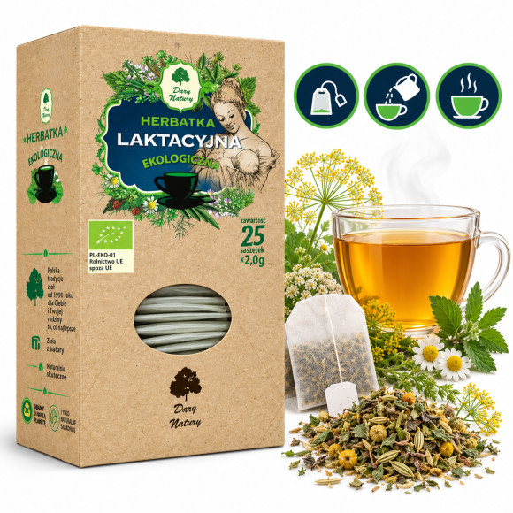 Dary Natury LAKTACYJNA HERBATA herbatka EKO NA LAKTACJĘ 25 x2g Bio 50g
