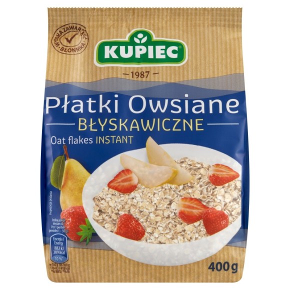 Kupiec PŁATKI OWSIANE BŁYSKAWICZNE 400g 0,4KG