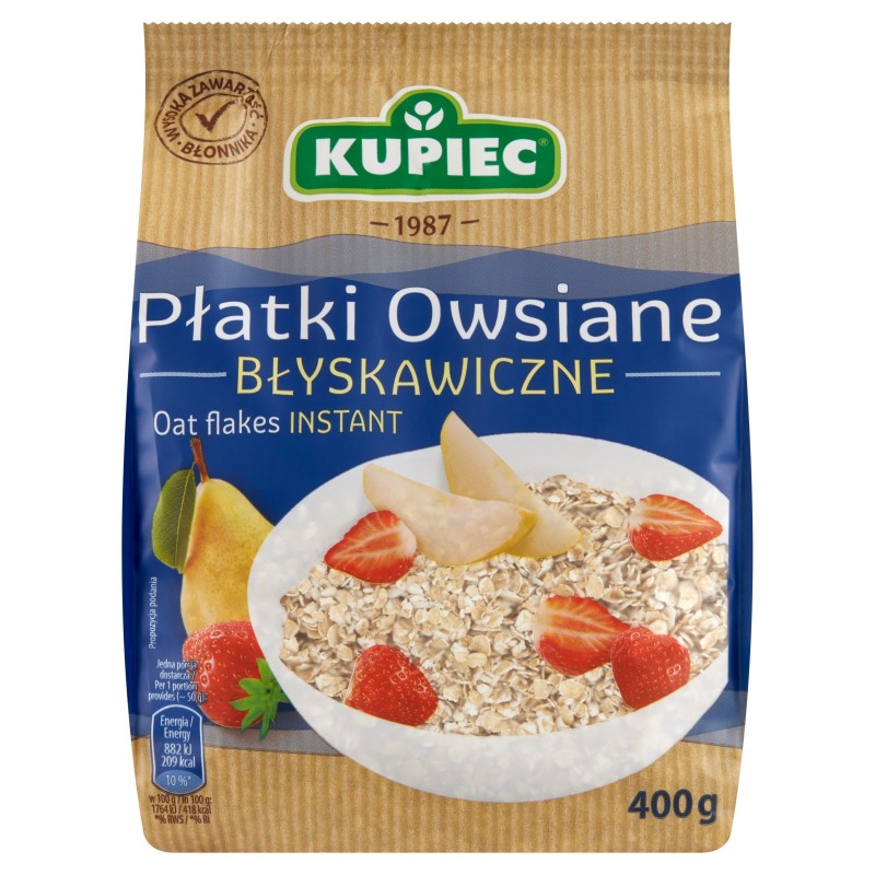 Kupiec PŁATKI OWSIANE BŁYSKAWICZNE 400g 0,4KG