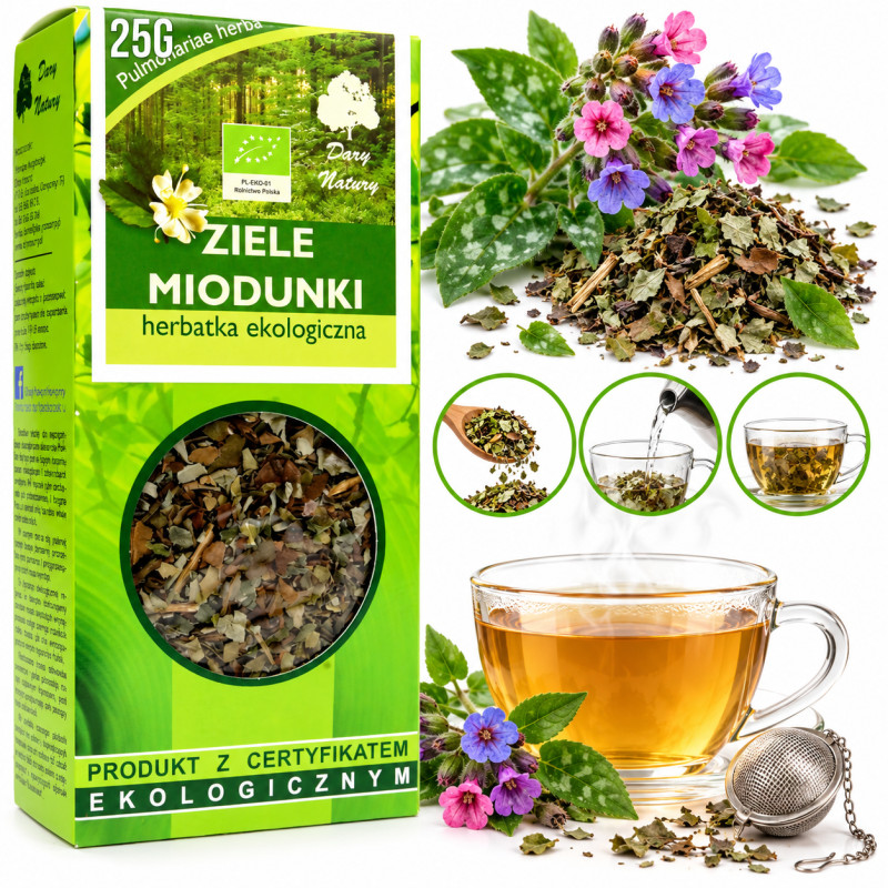 MIODUNKA ZIELE MIODUNKI PŁUCNIK ZIOŁA NA PŁUCA eko bio 25g DARY NATURY