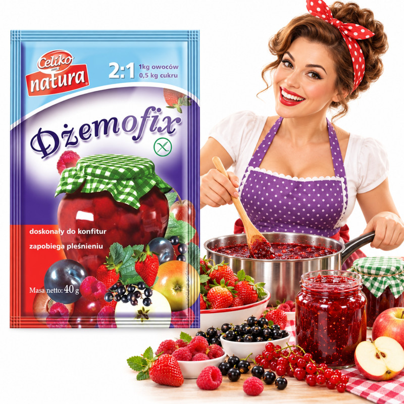 Celiko DŻEMOFIX na pektynie do przetworów na 1KG owoców BEZ GULTENU 2:1 40g