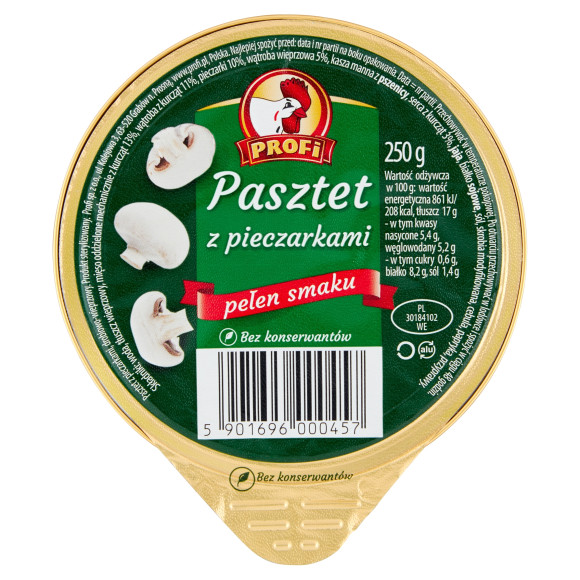 PASZTET DROBIOWO-WIEPRZOWY Z PIECZARKAMI !DUŻY! 250g Profi