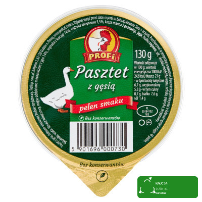 PASZTET DROBIOWO-WIEPRZOWY Z GĘSIĄ bez konserwantów 130g Profi Z KOGUCIKIEM