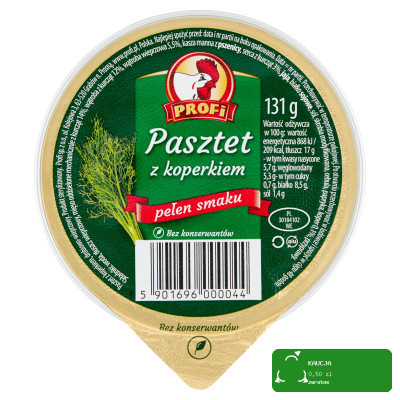 PASZTET DROBIOWO-WIEPRZOWY Z KOPERKIEM bez konserwantów 131g Profi KOGUCIK