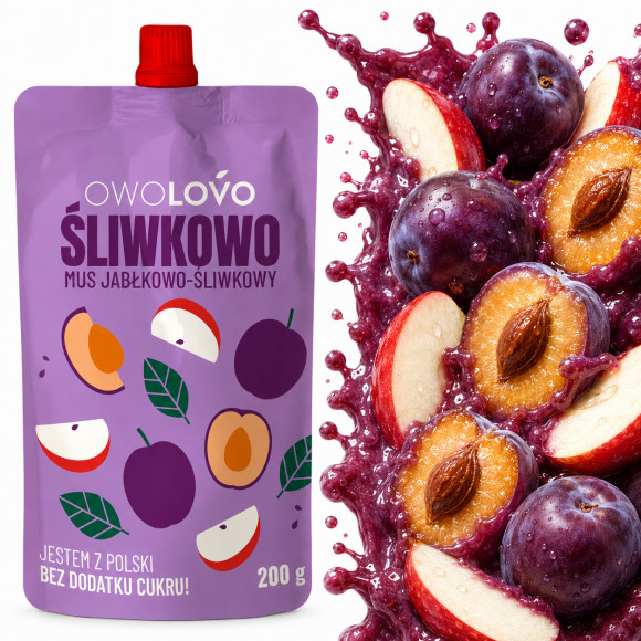 OWOLOVO mus owocowy bez dodatku cukru ŚLIWKOWO 200g