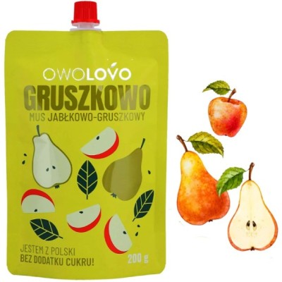 OWOLOVO GRUSZKOWO  mus owocowy JABŁKO GRUSZKA bez dodatku
