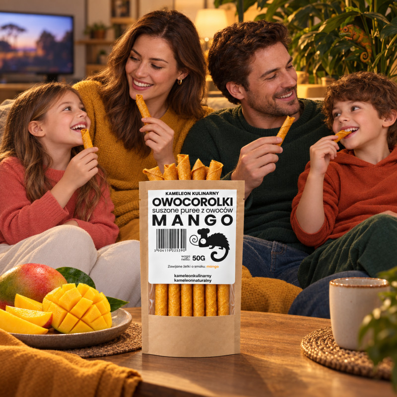 KAMELEON KULINARNY ROLLSY OWOCOWE OWOCOROLKI MANGO zdrowa przekąska 50G