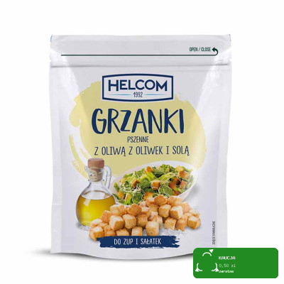 Helcom GRZANKI PSZENNE Z OLIWIĄ Z OLIWEK I SOLĄ do zup i sałatek 100g