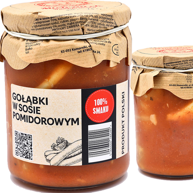 GOŁĄBKI W SOSIE POMIDOROWYM W SŁOIKU gotowe danie mięsne 490g MIELCZAREK