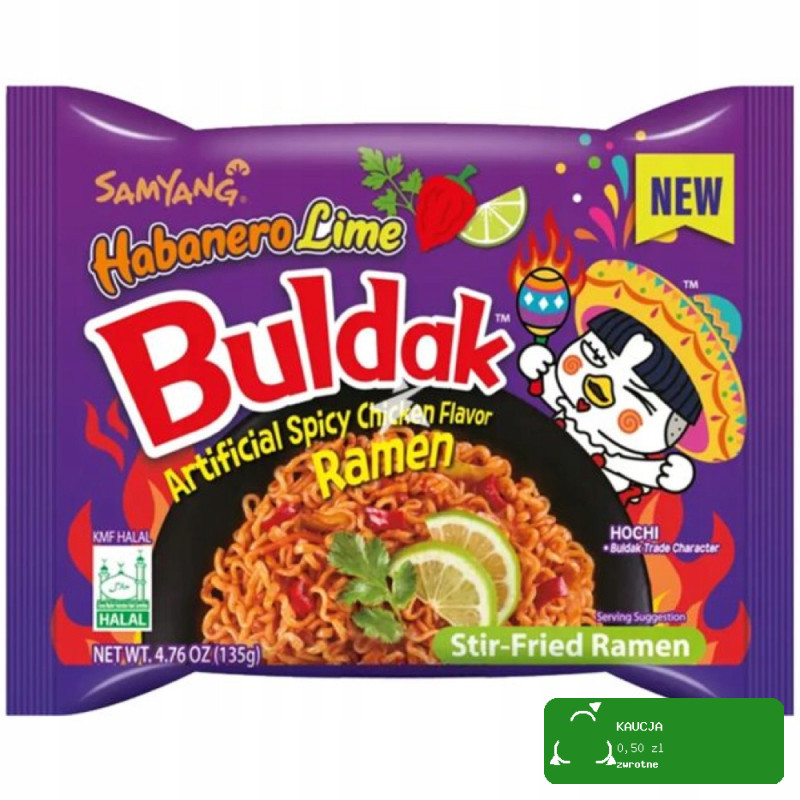 BULDAK  MAKARON KOREAŃSKI OSTRY RAMEN KURCZAK HABANERO LIME KRÓTKA DATA