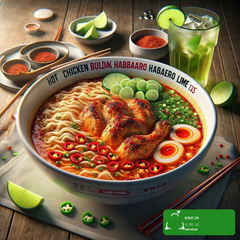 BULDAK  MAKARON KOREAŃSKI OSTRY RAMEN KURCZAK HABANERO LIME KRÓTKA DATA