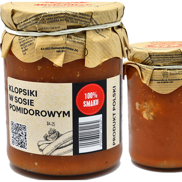 Mielczarek KLOPSIKI W SOSIE POMIDOROWYM W SŁOIKU GOTOWE DANIE MIĘSNE 490g