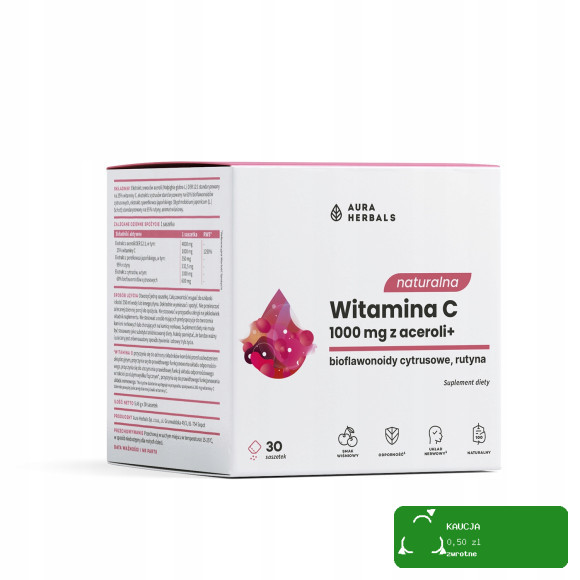 NATURALNA WITAMINA C 1000mg z ACEROLI w saszetkach 30szt na 1 M-C WYGODNIE!