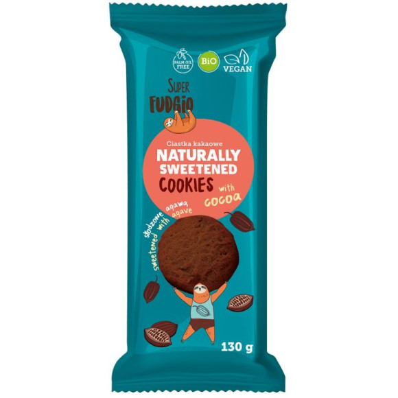 Bio CIASTKA KRUCHE KAKAOWE KAKAO BEZ CUKRU słodzone agawą 130G Super FUDGIO