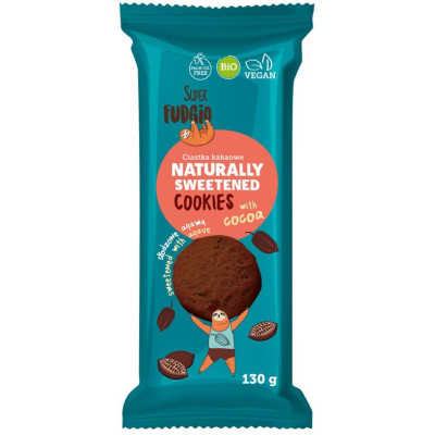 Bio CIASTKA KRUCHE KAKAOWE KAKAO BEZ CUKRU słodzone agawą 130G Super FUDGIO