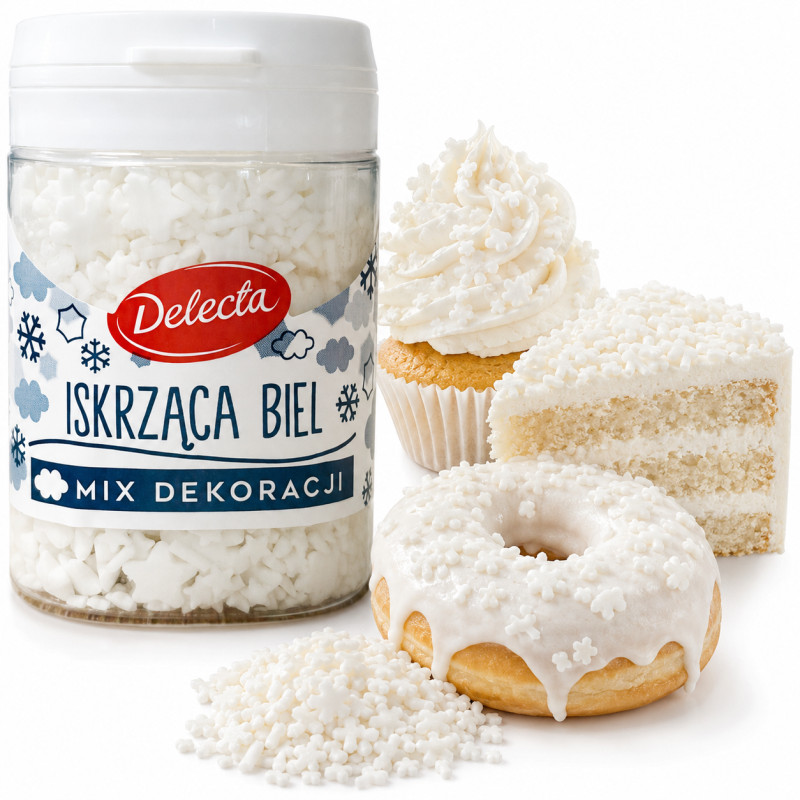 Delecta ISKRZĄCA BIEL Mix DEKORACJI DEKORACJE POSYPKA  55g