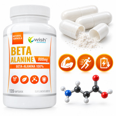Wish BETA ALANINE BETA-ALANINA 100% 800mg120kaps pomoc WYDOLNOŚĆ WYSIŁKOWA