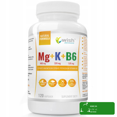 Wish MAGNEZ + POTAS + WITAMINA B6 - MG 480mg + K 320mg + B6 1,85mg -120kaps
