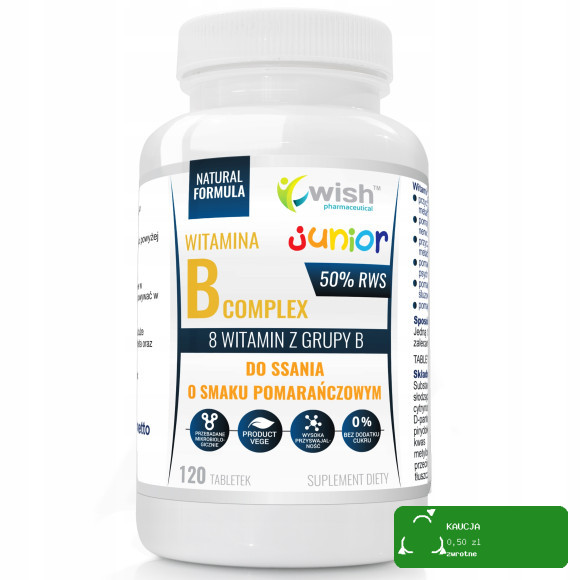 Wish WITAMINA B COMPLEX JUNIOR do ssania B1 B2 B3 B5 B6 B7 B12 50% RWS 120t