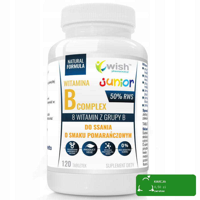 Wish WITAMINA B COMPLEX JUNIOR do ssania B1 B2 B3 B5 B6 B7 B12 50% RWS 120t