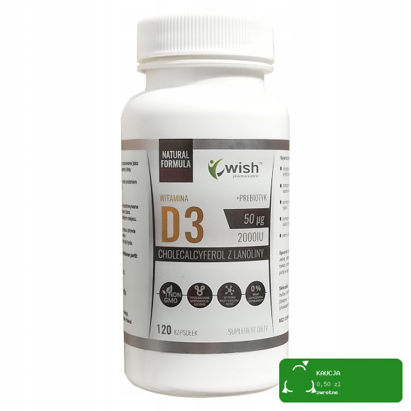 Wish WITAMINA D3 2000IU 50µg PREBIOTYK 120kaps