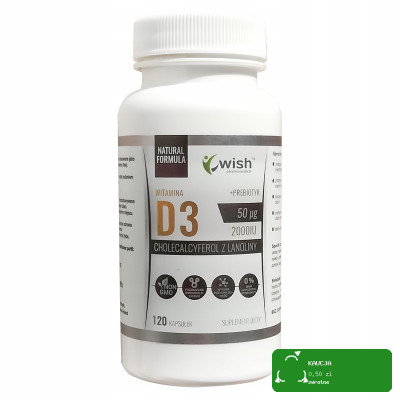 Wish WITAMINA D3 2000IU 50µg PREBIOTYK 120kaps