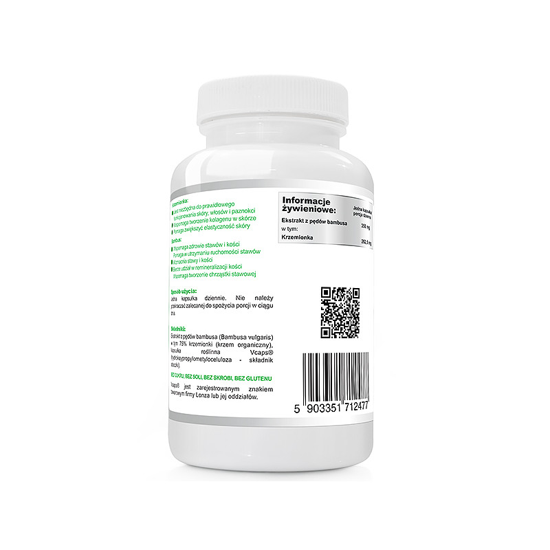 Wish BAMBOO EKSTRAKT 350mg BAMBUS KRZEM ORGANICZNY SKÓRA WŁOSY PAZNOKCE 60k