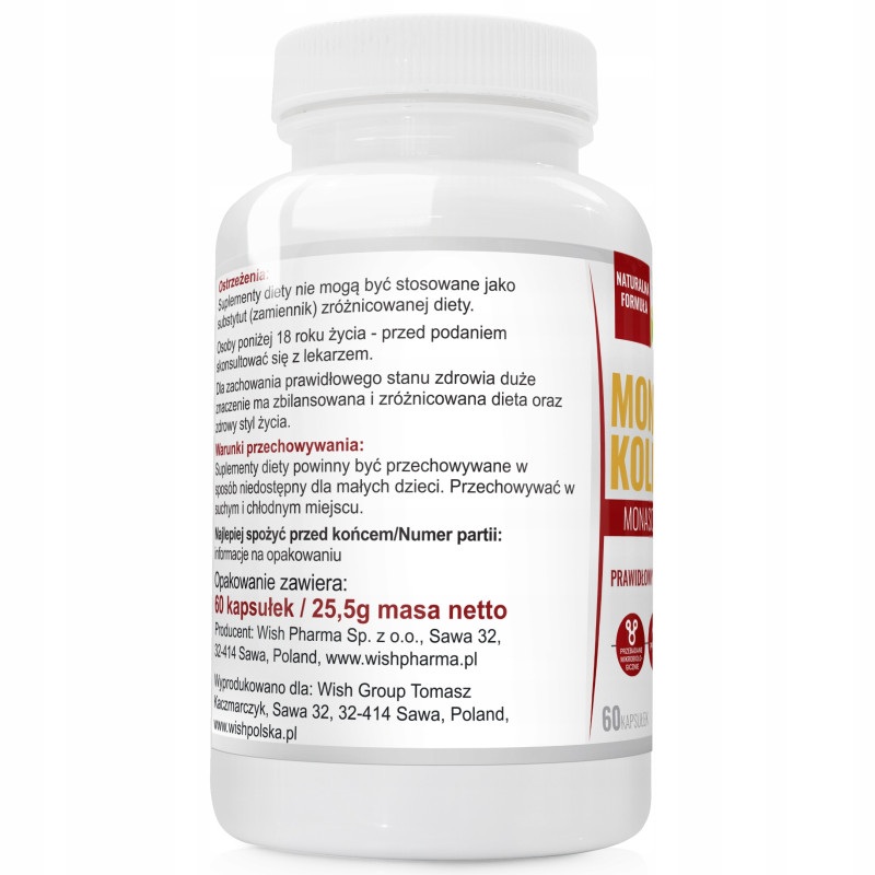 Wish MONAKOLINA K Ryż czerwony + PREBIOTYK 60kaps wspiera CHOLESTEROL SERCE