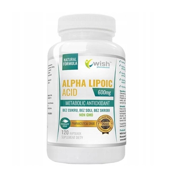 Wish ALPHA LIPOIC ACID 600mg Kwas ALFA LIPONOWY przeciwutleniacz 120kaps