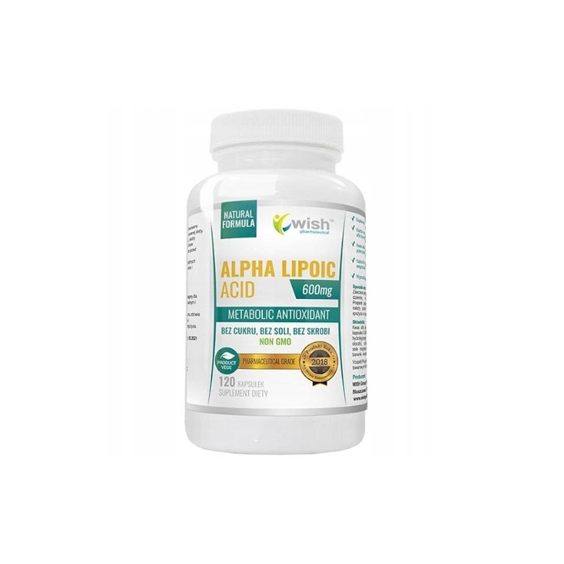 Wish ALPHA LIPOIC ACID 600mg Kwas ALFA LIPONOWY przeciwutleniacz 120kaps
