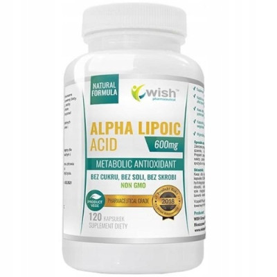 Wish ALPHA LIPOIC ACID 600mg Kwas ALFA LIPONOWY przeciwutleniacz 120kaps