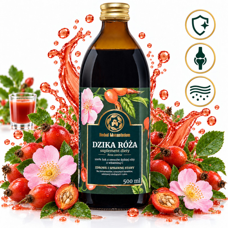 HERBAL SOK z DZIKIEJ RÓŻY +WIT.C 500ml wsparcie STRES ODPORNOŚĆ