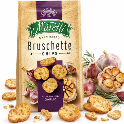 BRUSCHETTA MARETTI Chipsy Krążki chlebowe Z PIECZONYM CZOSNKIEM CZOSNEK 70g