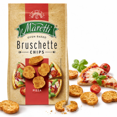 BRUSCHETTA MARETTI Chipsy Pieczone Krążki chlebowe O SMAKU PIZZY PIZZA 70g