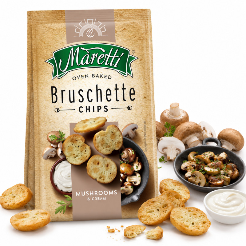 BRUSCHETTA MARETTI Chipsy Krążki chlebowe ŚMIETANA z GRZYBAMI Grzybowe 70g