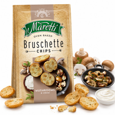 BRUSCHETTA MARETTI Chipsy Krążki chlebowe ŚMIETANA z GRZYBAMI Grzybowe 70g