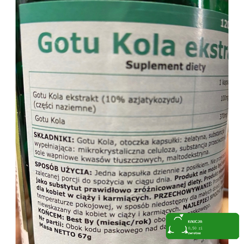 Swanson GOTU KOLA 435mg 60kaps wsparcie PAMIĘĆ FUKCJE POZNAWCZE GOJENIE RAN