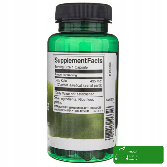 Swanson GOTU KOLA 435mg 60kaps wsparcie PAMIĘĆ FUKCJE POZNAWCZE GOJENIE RAN