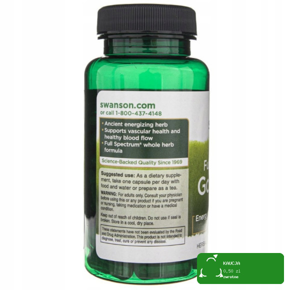Swanson GOTU KOLA 435mg 60kaps wsparcie PAMIĘĆ FUKCJE POZNAWCZE GOJENIE RAN